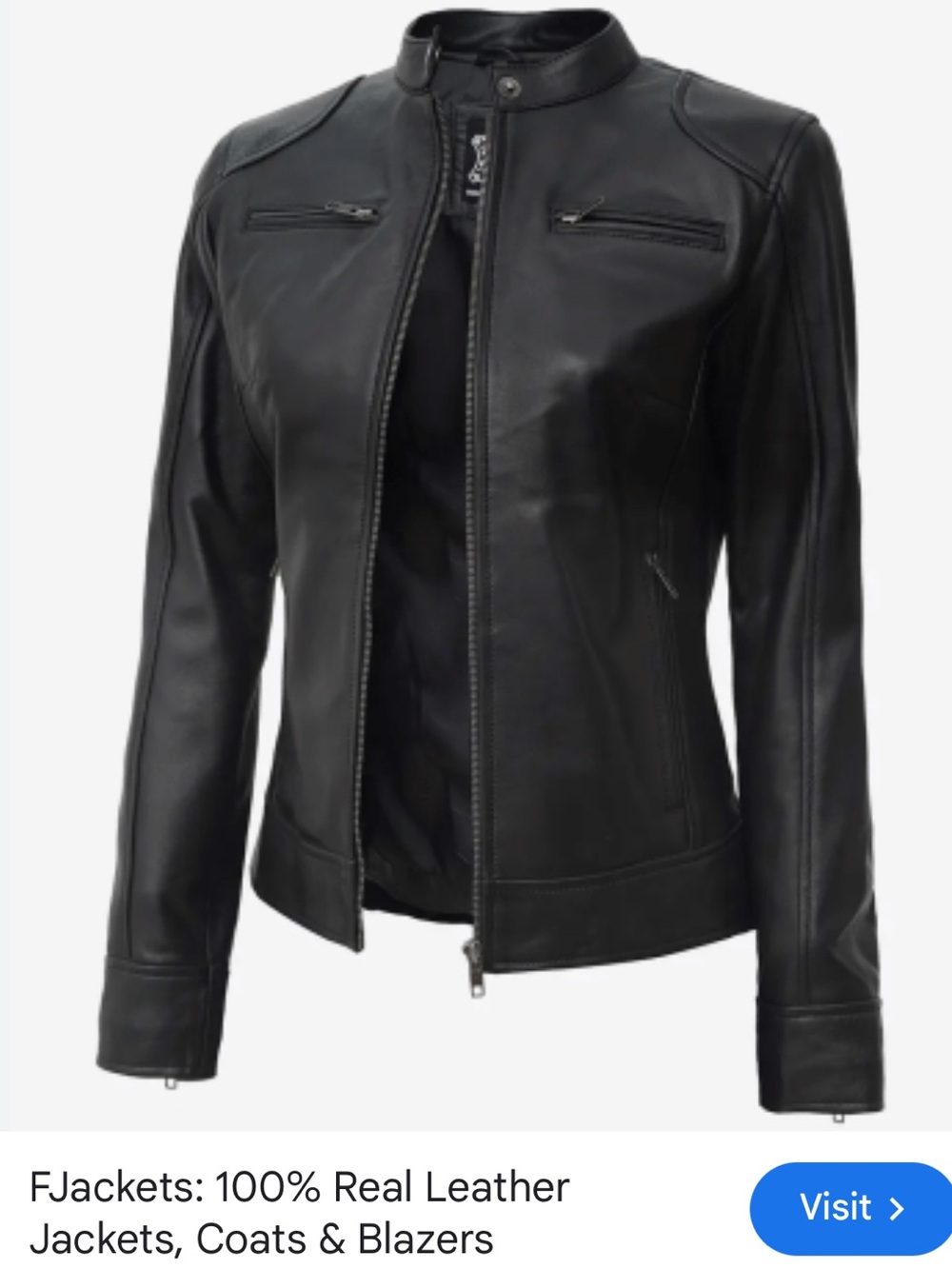 NWT Women’s Black Lambskin Biker Style Leather Jacket